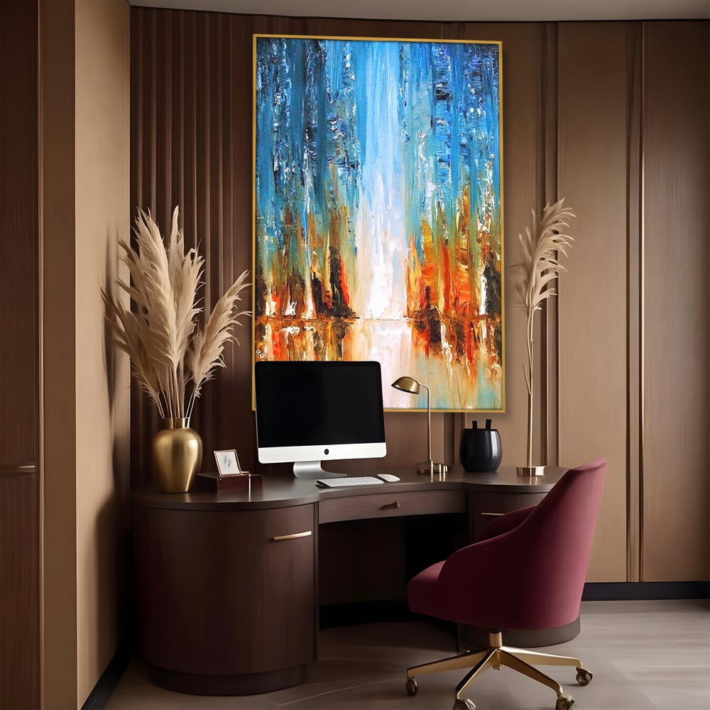 Tablou Canvas Premium LuxCanva® B1120, Abstract Cascade , Living, Abstract, Cascada, Albastru, Dormitor, Liniste, Culori Vibrante