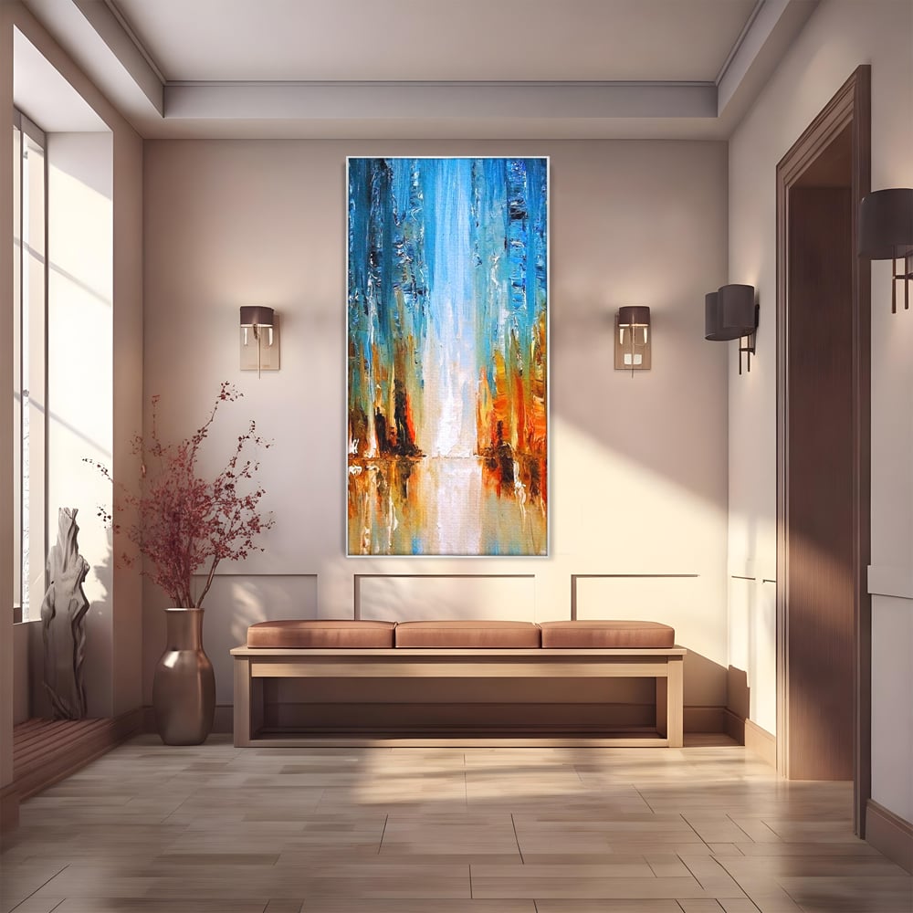 Tablou Canvas Premium LuxCanva® B1120, Abstract Cascade , Living, Abstract, Cascada, Albastru, Dormitor, Liniste, Culori Vibrante