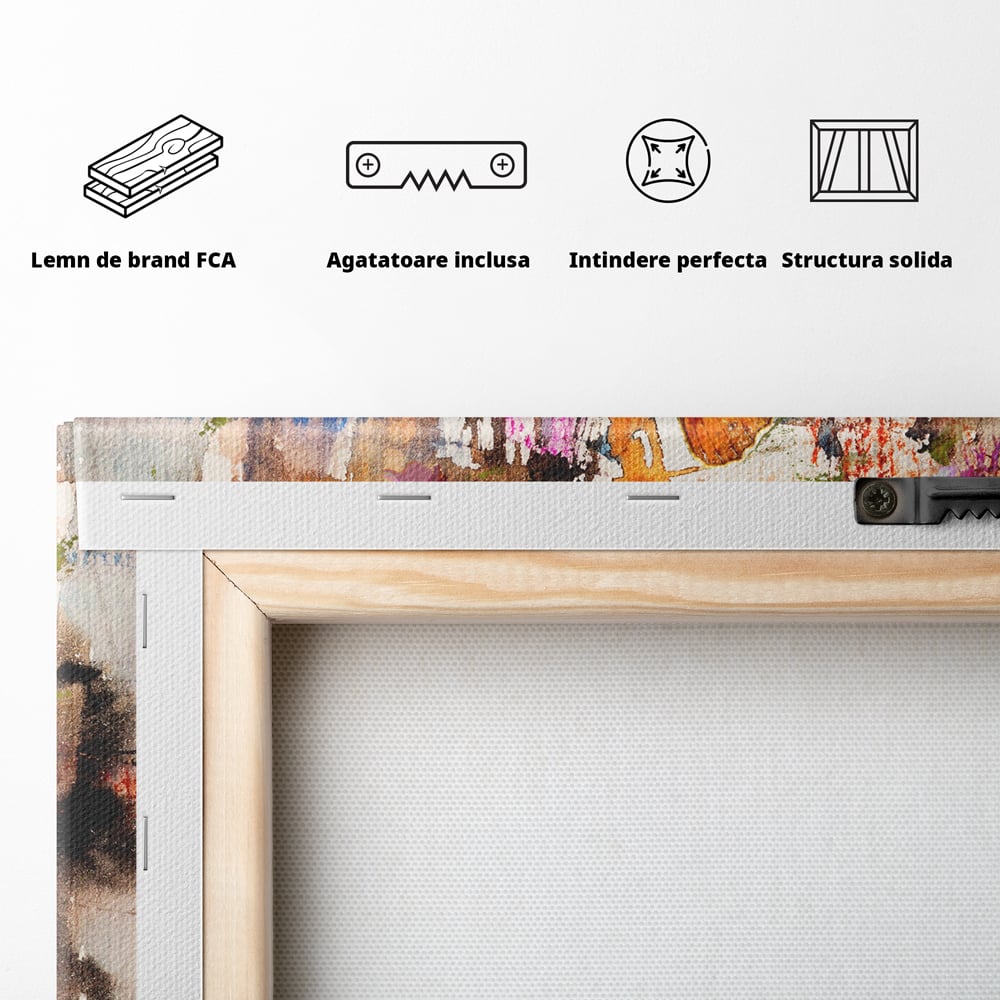 Tablou Canvas Premium LuxCanva® B1121, Flori Si Fluturi ,  Culori, Living, Flori, Mireasma, Dormitor, Fluture, Primavara, Culori Vibrante