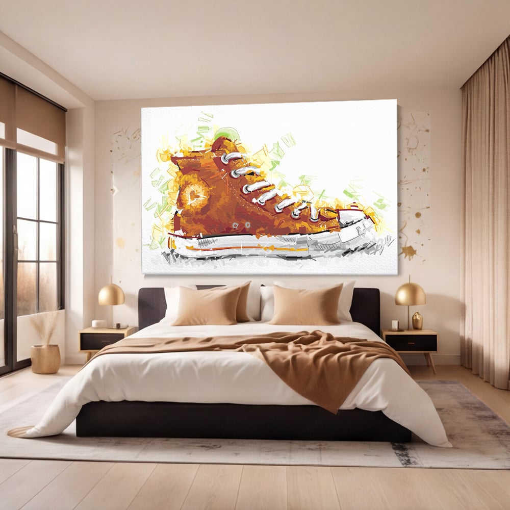 Tablou Canvas Premium LuxCanva® B1123, Tenisi Converse ,  Culori, Baschet, Converse, Dormitor, Chuck Taylor, Sport, Portocaliu, Copii, Culori Vibrante