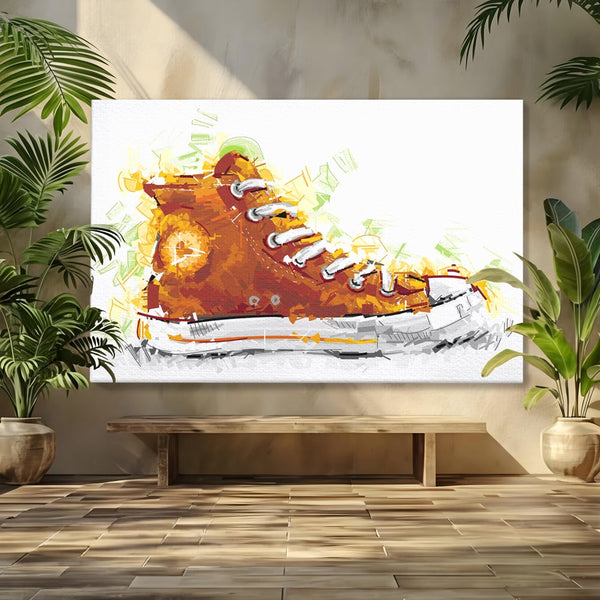 Tablou Canvas Premium LuxCanva® B1123, Tenisi Converse ,  Culori, Baschet, Converse, Dormitor, Chuck Taylor, Sport, Portocaliu, Copii, Culori Vibrante