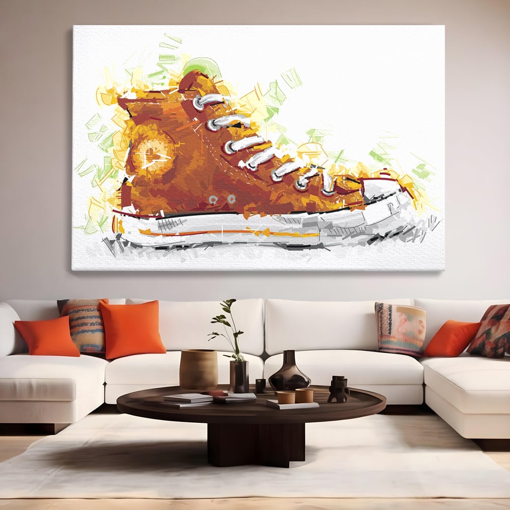Tablou Canvas Premium LuxCanva® B1123, Tenisi Converse ,  Culori, Baschet, Converse, Dormitor, Chuck Taylor, Sport, Portocaliu, Copii, Culori Vibrante
