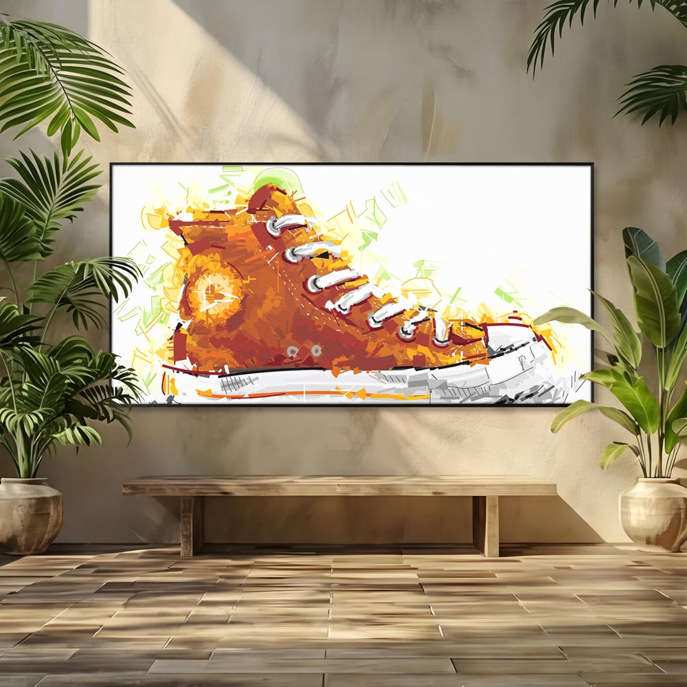 Tablou Canvas Premium LuxCanva® B1123, Tenisi Converse ,  Culori, Baschet, Converse, Dormitor, Chuck Taylor, Sport, Portocaliu, Copii, Culori Vibrante