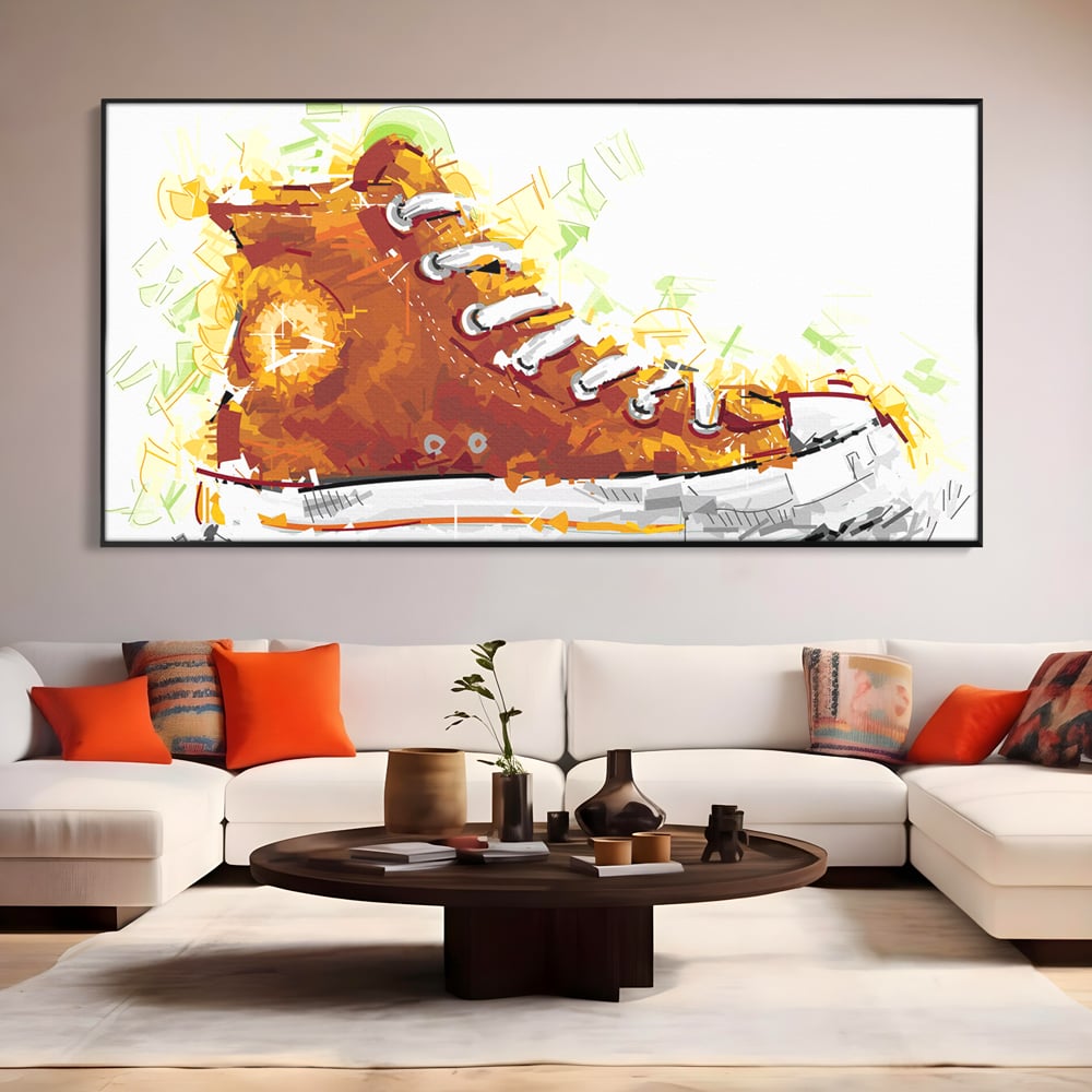 Tablou Canvas Premium LuxCanva® B1123, Tenisi Converse ,  Culori, Baschet, Converse, Dormitor, Chuck Taylor, Sport, Portocaliu, Copii, Culori Vibrante