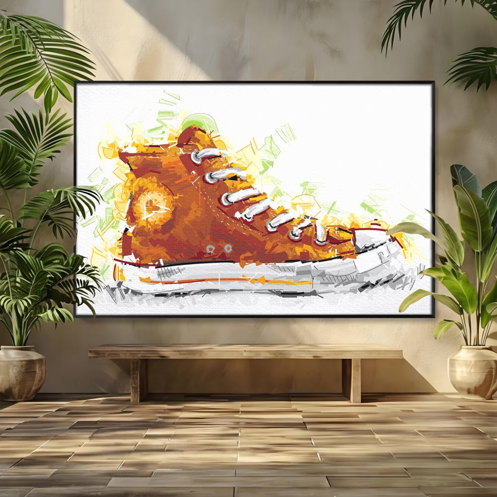 Tablou Canvas Premium LuxCanva® B1123, Tenisi Converse ,  Culori, Baschet, Converse, Dormitor, Chuck Taylor, Sport, Portocaliu, Copii, Culori Vibrante
