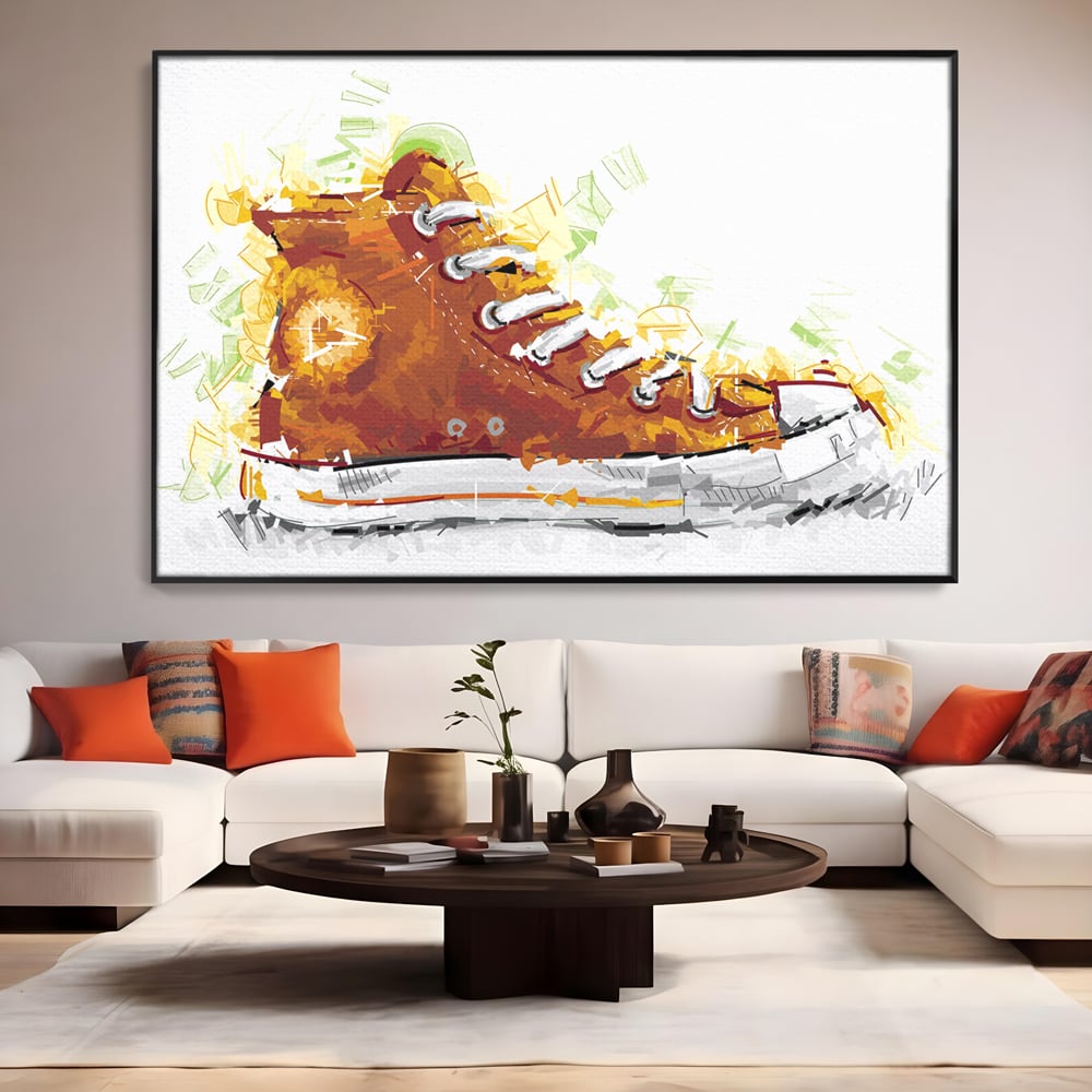 Tablou Canvas Premium LuxCanva® B1123, Tenisi Converse ,  Culori, Baschet, Converse, Dormitor, Chuck Taylor, Sport, Portocaliu, Copii, Culori Vibrante