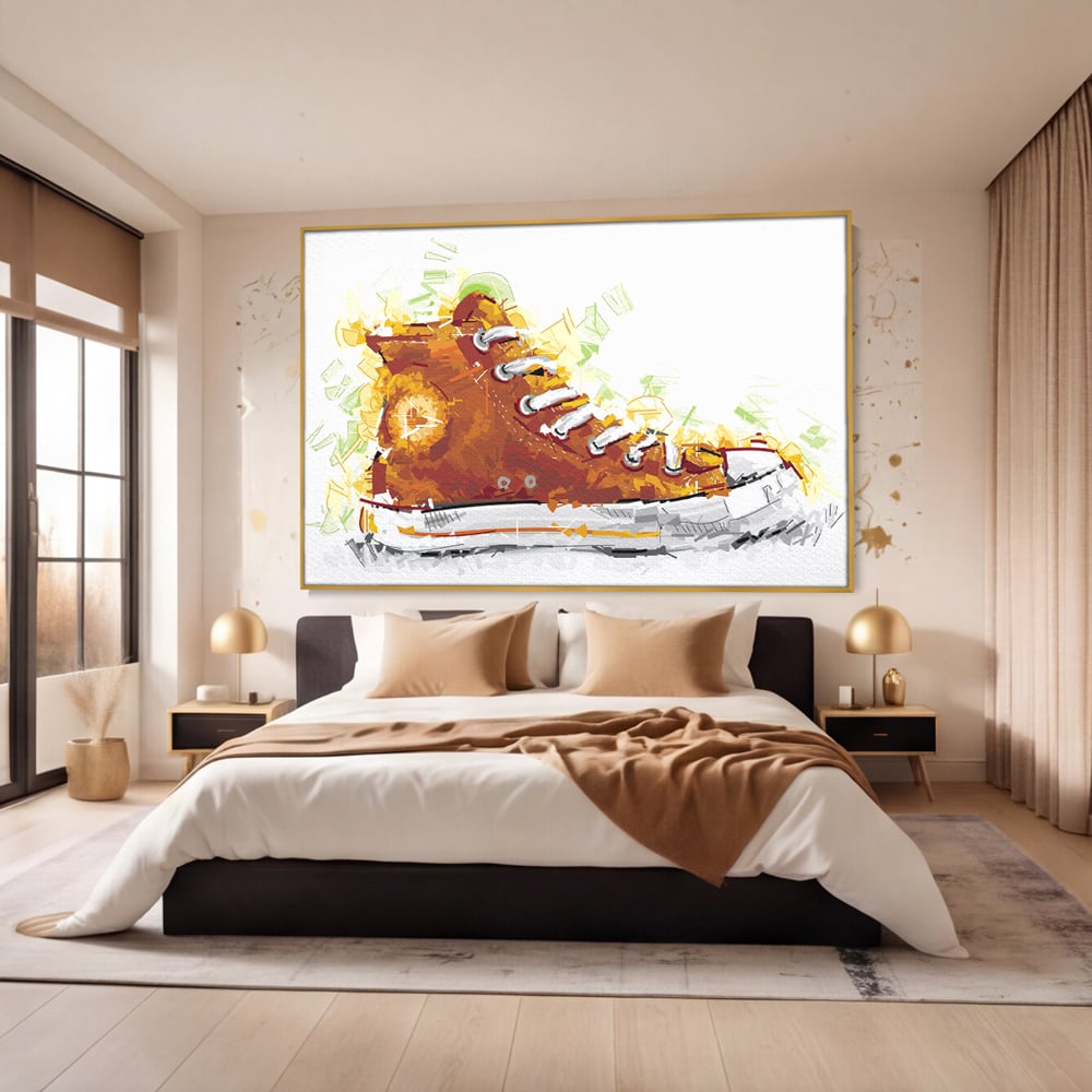 Tablou Canvas Premium LuxCanva® B1123, Tenisi Converse ,  Culori, Baschet, Converse, Dormitor, Chuck Taylor, Sport, Portocaliu, Copii, Culori Vibrante