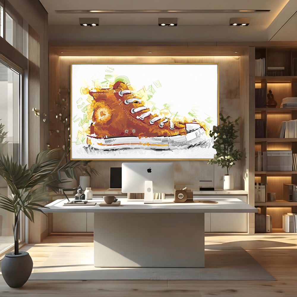 Tablou Canvas Premium LuxCanva® B1123, Tenisi Converse ,  Culori, Baschet, Converse, Dormitor, Chuck Taylor, Sport, Portocaliu, Copii, Culori Vibrante