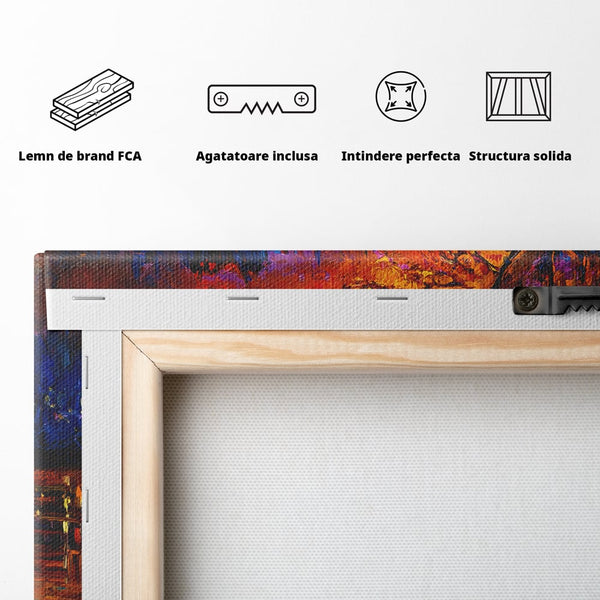 Leinwandbilder Premium LuxCanva® B1127, Sonnenuntergang am See, Farben, See, Bank, Wohnzimmer, Sonnenuntergang, Inspirierend, Schlafzimmer, Lebendige Farben