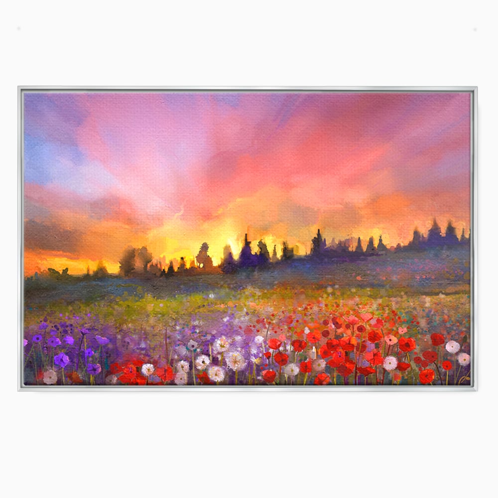 Tablou Canvas Premium LuxCanva® B1128, Vara Pe Campul Cu Flori , Flori, Campie, Living, Vara, Natura, Culori Vibrante