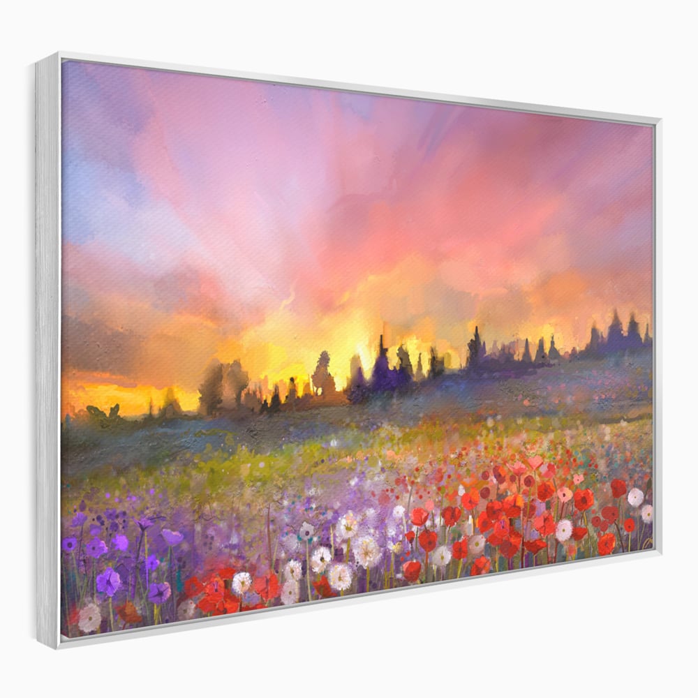 Tablou Canvas Premium LuxCanva® B1128, Vara Pe Campul Cu Flori , Flori, Campie, Living, Vara, Natura, Culori Vibrante