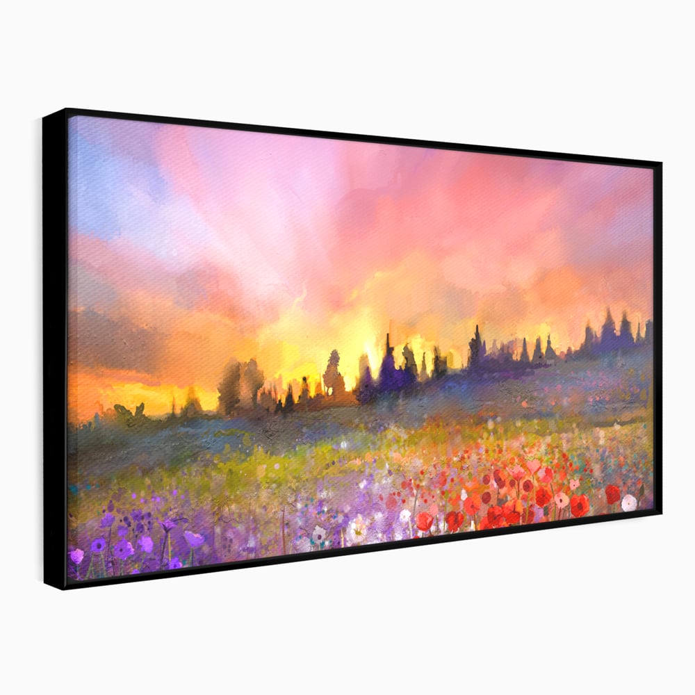 Tablou Canvas Premium LuxCanva® B1128, Vara Pe Campul Cu Flori , Flori, Campie, Living, Vara, Natura, Culori Vibrante
