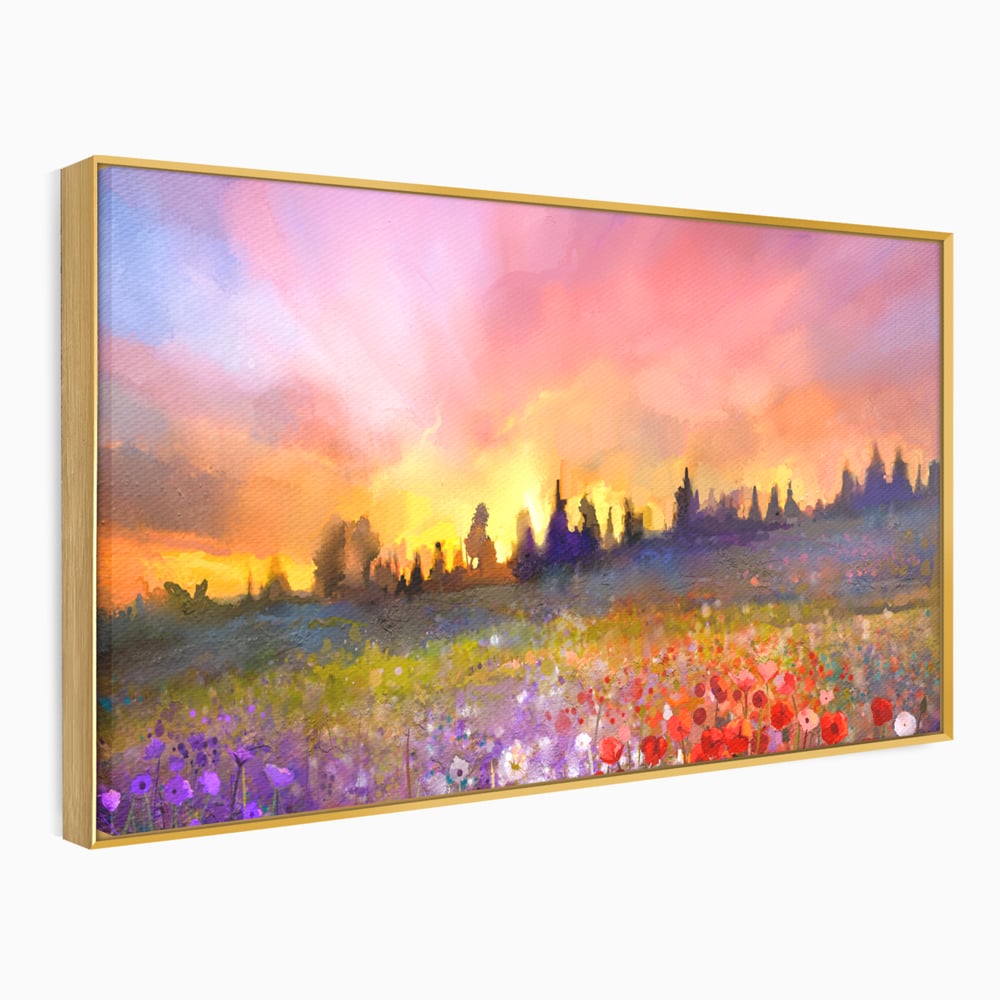 Tablou Canvas Premium LuxCanva® B1128, Vara Pe Campul Cu Flori , Flori, Campie, Living, Vara, Natura, Culori Vibrante