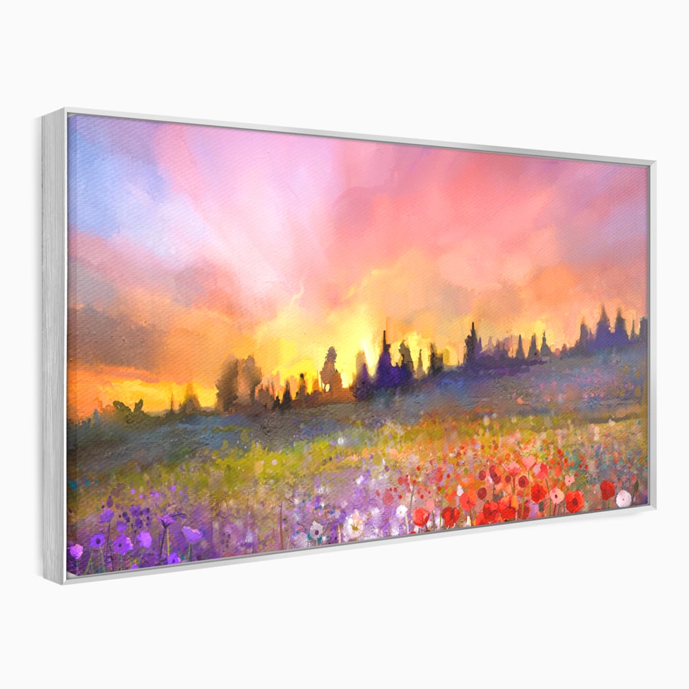 Tablou Canvas Premium LuxCanva® B1128, Vara Pe Campul Cu Flori , Flori, Campie, Living, Vara, Natura, Culori Vibrante