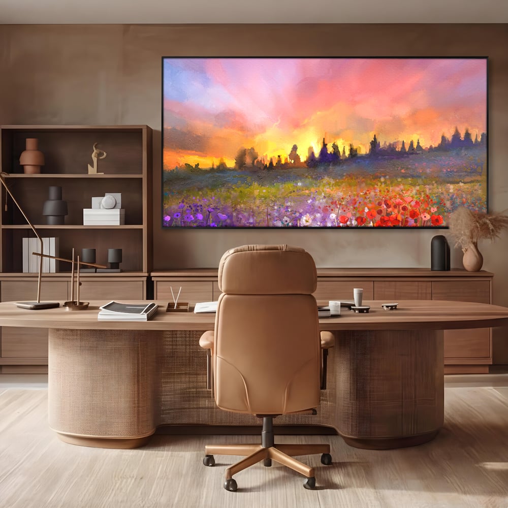 Tablou Canvas Premium LuxCanva® B1128, Vara Pe Campul Cu Flori , Flori, Campie, Living, Vara, Natura, Culori Vibrante