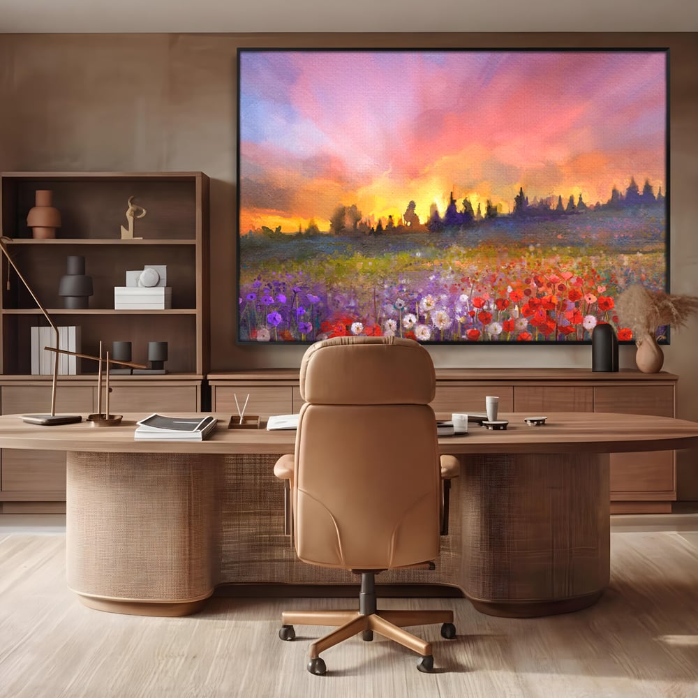 Tablou Canvas Premium LuxCanva® B1128, Vara Pe Campul Cu Flori , Flori, Campie, Living, Vara, Natura, Culori Vibrante