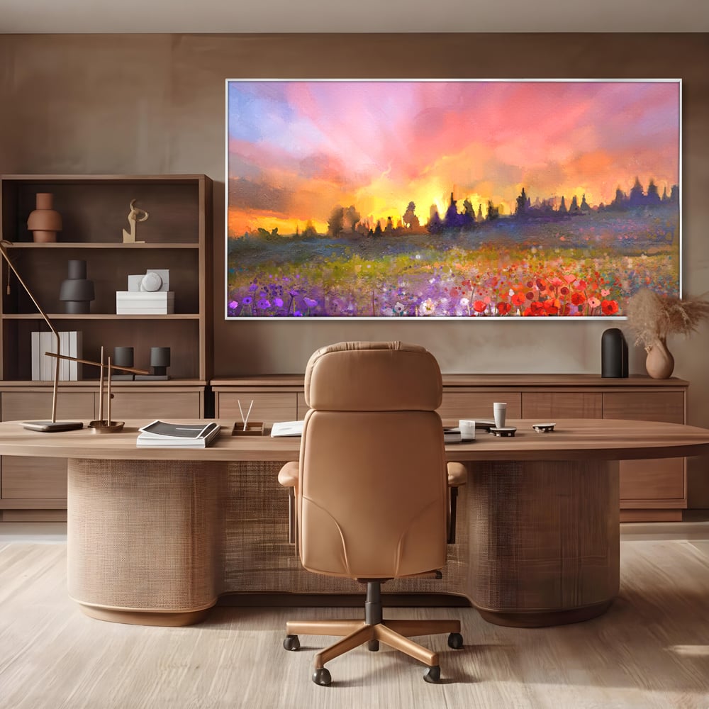 Tablou Canvas Premium LuxCanva® B1128, Vara Pe Campul Cu Flori , Flori, Campie, Living, Vara, Natura, Culori Vibrante