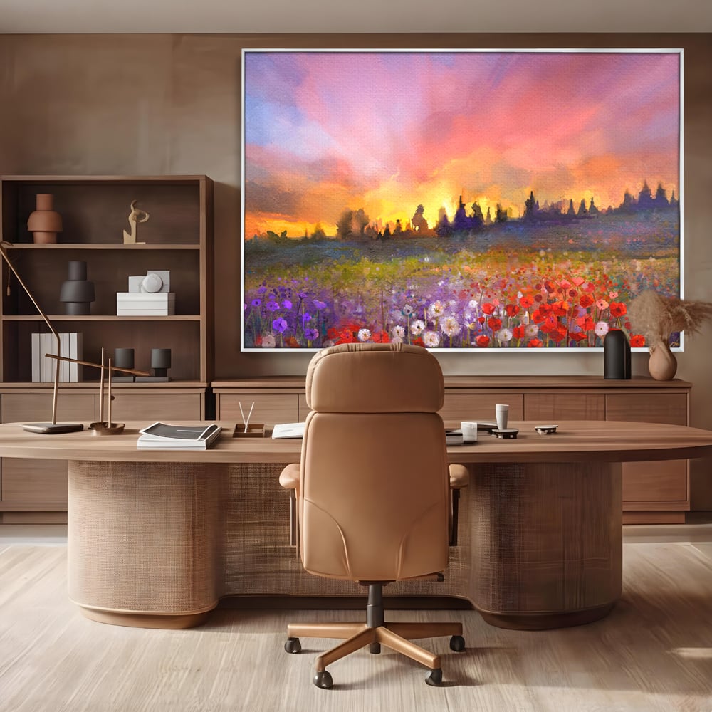 Tablou Canvas Premium LuxCanva® B1128, Vara Pe Campul Cu Flori , Flori, Campie, Living, Vara, Natura, Culori Vibrante