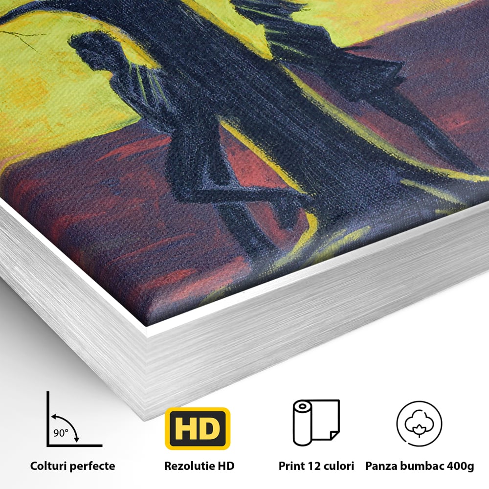 Leinwandbilder Premium LuxCanva® B1129, Paar bei Sonnenuntergang, Sonnenuntergang, Baum, Wohnen, Leben, Liebe, Er und Sie, Schlafzimmer, leuchtende Farben