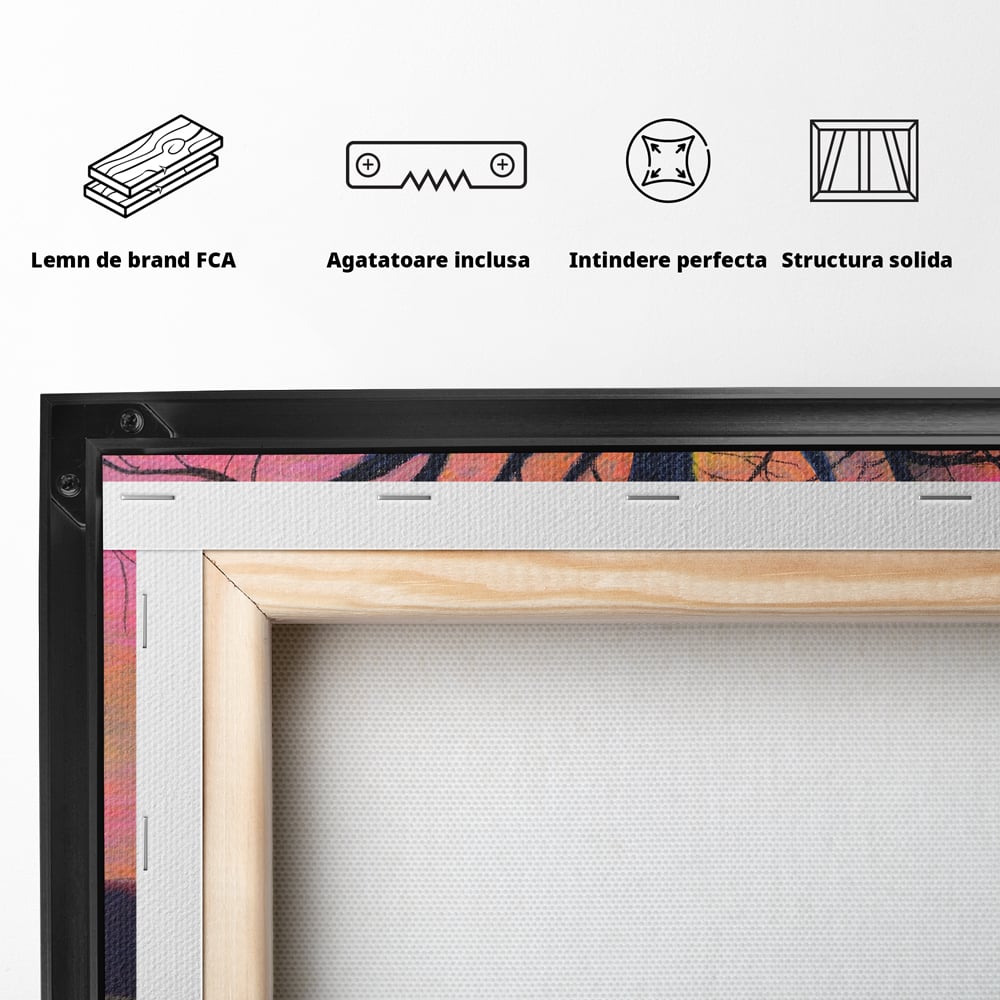 Leinwandbilder Premium LuxCanva® B1129, Paar bei Sonnenuntergang, Sonnenuntergang, Baum, Wohnen, Leben, Liebe, Er und Sie, Schlafzimmer, leuchtende Farben