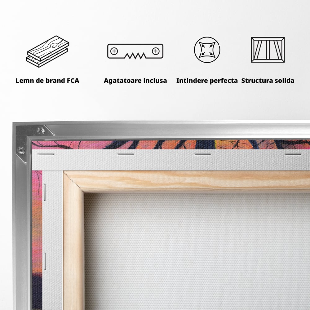 Leinwandbilder Premium LuxCanva® B1129, Paar bei Sonnenuntergang, Sonnenuntergang, Baum, Wohnen, Leben, Liebe, Er und Sie, Schlafzimmer, leuchtende Farben