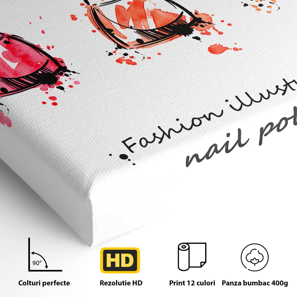 Tablou Canvas Premium LuxCanva® B1130, Oja Perfecta , Manichiura, Salon Infrumusetare, Pedichiura, Estetica, Unghii, Rosu, Culori Vibrante