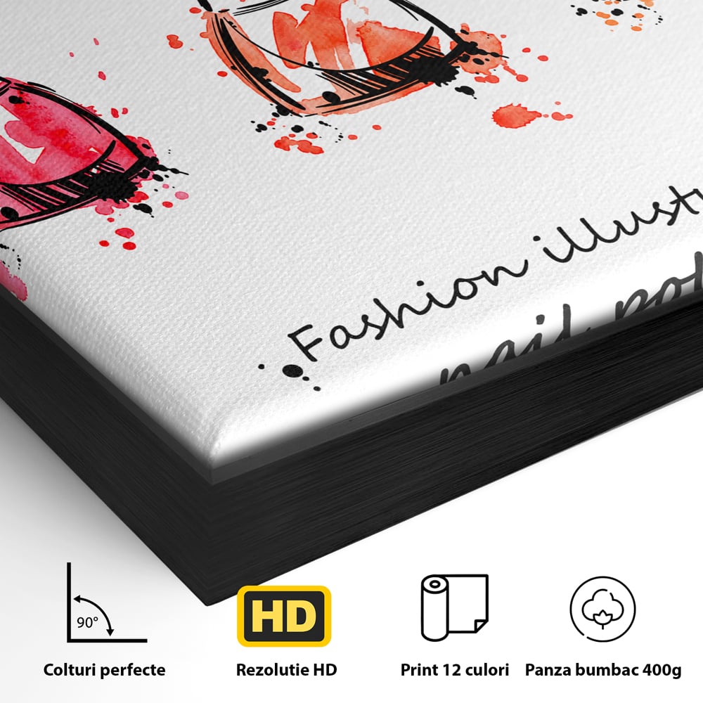 Tablou Canvas Premium LuxCanva® B1130, Oja Perfecta , Manichiura, Salon Infrumusetare, Pedichiura, Estetica, Unghii, Rosu, Culori Vibrante