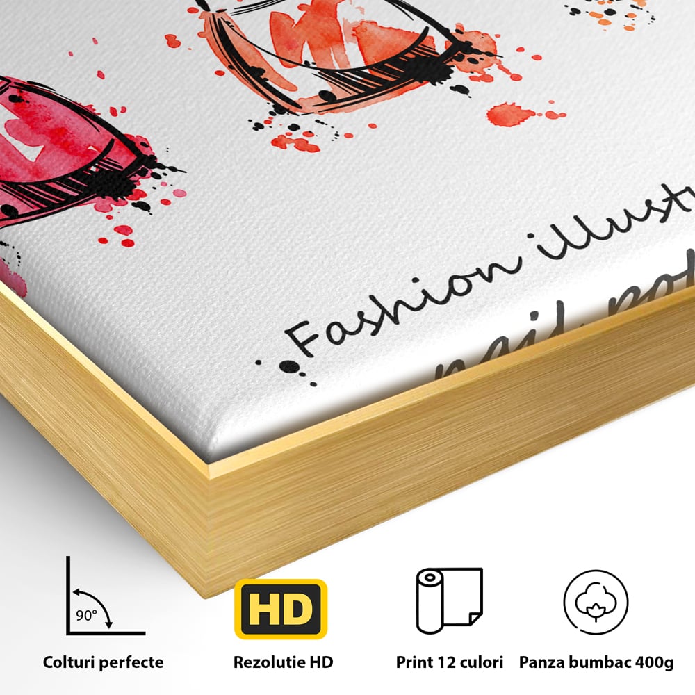 Tablou Canvas Premium LuxCanva® B1130, Oja Perfecta , Manichiura, Salon Infrumusetare, Pedichiura, Estetica, Unghii, Rosu, Culori Vibrante