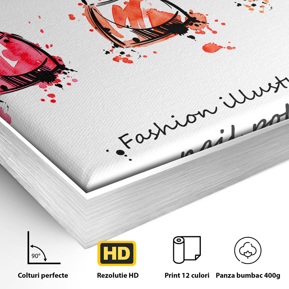 Tablou Canvas Premium LuxCanva® B1130, Oja Perfecta , Manichiura, Salon Infrumusetare, Pedichiura, Estetica, Unghii, Rosu, Culori Vibrante