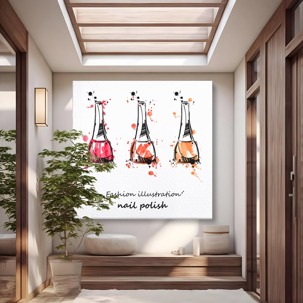 Tablou Canvas Premium LuxCanva® B1130, Oja Perfecta , Manichiura, Salon Infrumusetare, Pedichiura, Estetica, Unghii, Rosu, Culori Vibrante