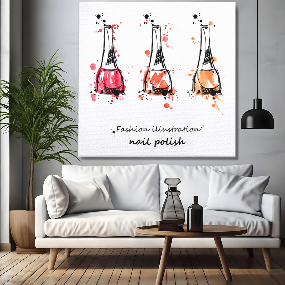 Tablou Canvas Premium LuxCanva® B1130, Oja Perfecta , Manichiura, Salon Infrumusetare, Pedichiura, Estetica, Unghii, Rosu, Culori Vibrante