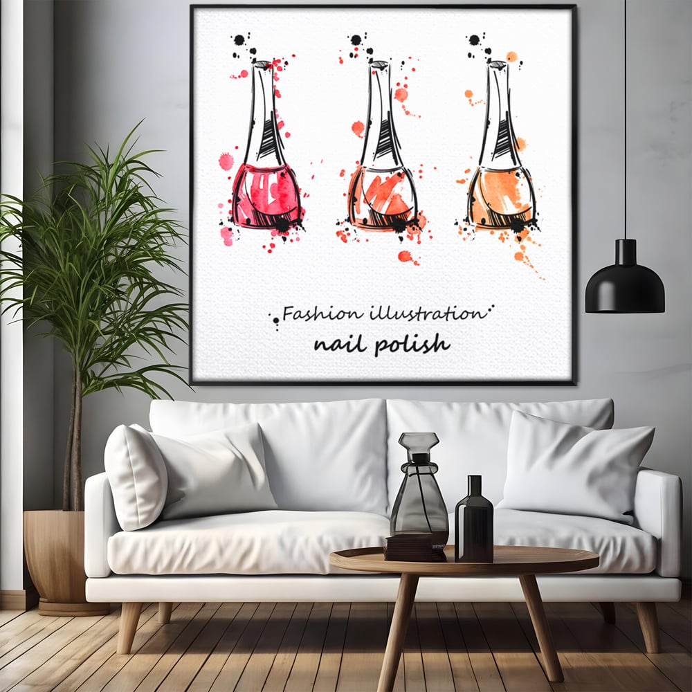 Tablou Canvas Premium LuxCanva® B1130, Oja Perfecta , Manichiura, Salon Infrumusetare, Pedichiura, Estetica, Unghii, Rosu, Culori Vibrante