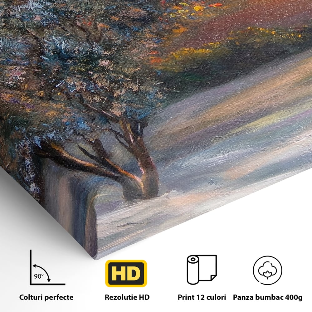 Tablou Canvas Premium LuxCanva® B1131, Copacul Magic , Copac, Living, Apus, Noapte, Natura, Culori Vibrante