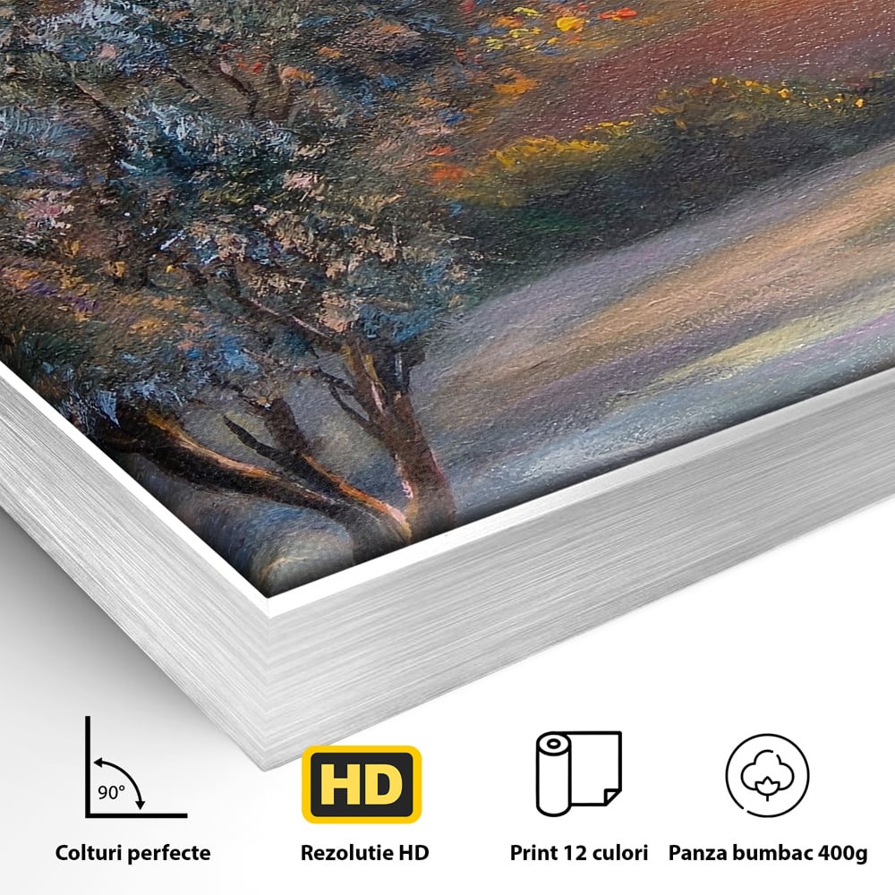 Tablou Canvas Premium LuxCanva® B1131, Copacul Magic , Copac, Living, Apus, Noapte, Natura, Culori Vibrante