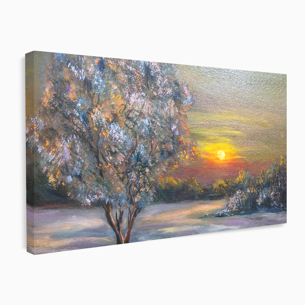 Tablou Canvas Premium LuxCanva® B1131, Copacul Magic , Copac, Living, Apus, Noapte, Natura, Culori Vibrante