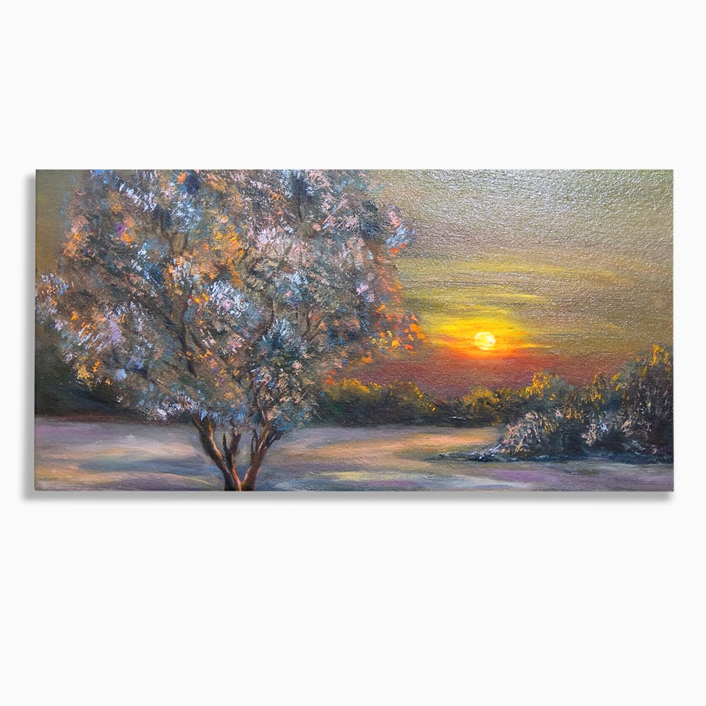 Tablou Canvas Premium LuxCanva® B1131, Copacul Magic , Copac, Living, Apus, Noapte, Natura, Culori Vibrante