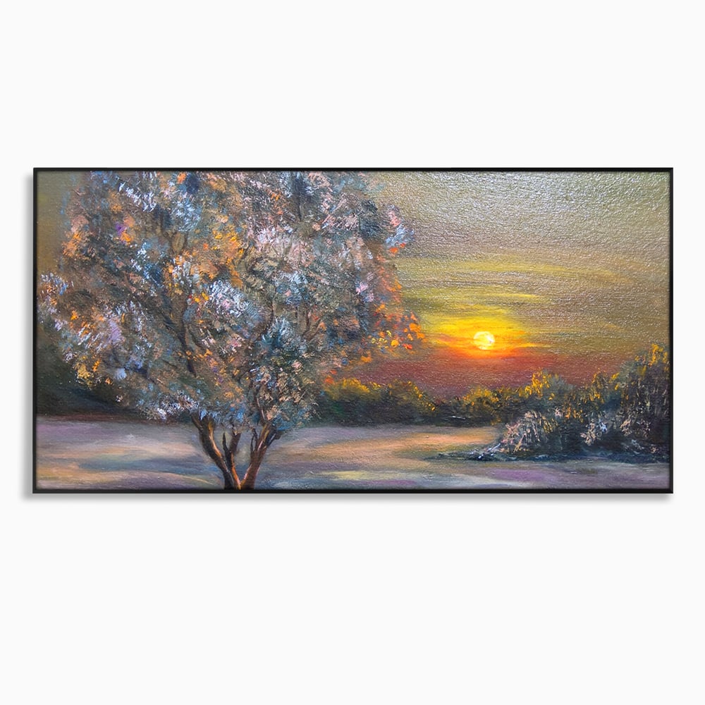 Tablou Canvas Premium LuxCanva® B1131, Copacul Magic , Copac, Living, Apus, Noapte, Natura, Culori Vibrante