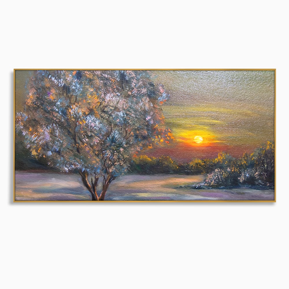 Tablou Canvas Premium LuxCanva® B1131, Copacul Magic , Copac, Living, Apus, Noapte, Natura, Culori Vibrante