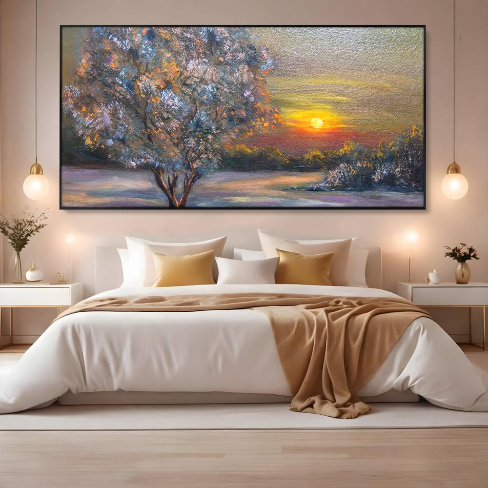 Tablou Canvas Premium LuxCanva® B1131, Copacul Magic , Copac, Living, Apus, Noapte, Natura, Culori Vibrante