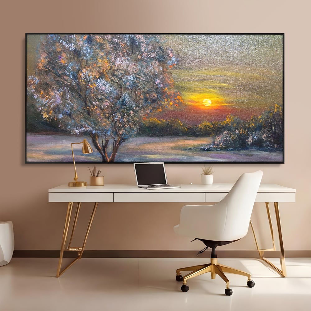 Tablou Canvas Premium LuxCanva® B1131, Copacul Magic , Copac, Living, Apus, Noapte, Natura, Culori Vibrante