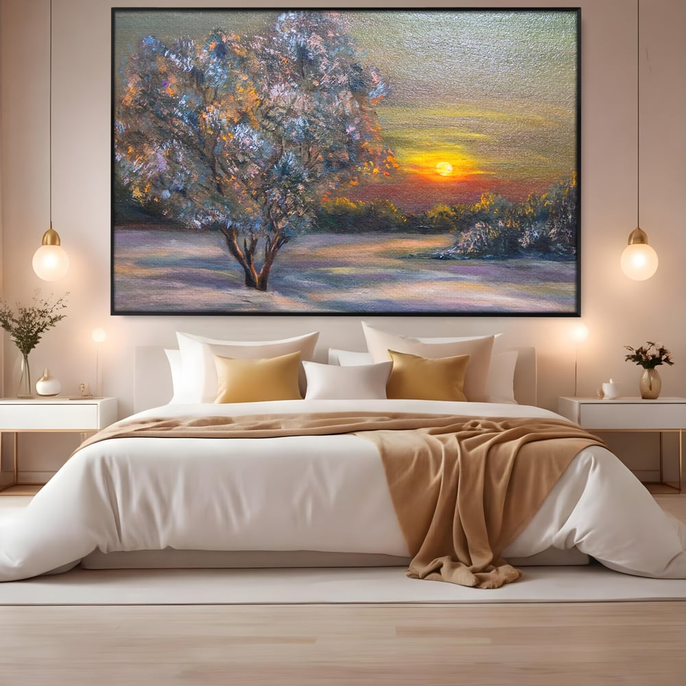 Tablou Canvas Premium LuxCanva® B1131, Copacul Magic , Copac, Living, Apus, Noapte, Natura, Culori Vibrante