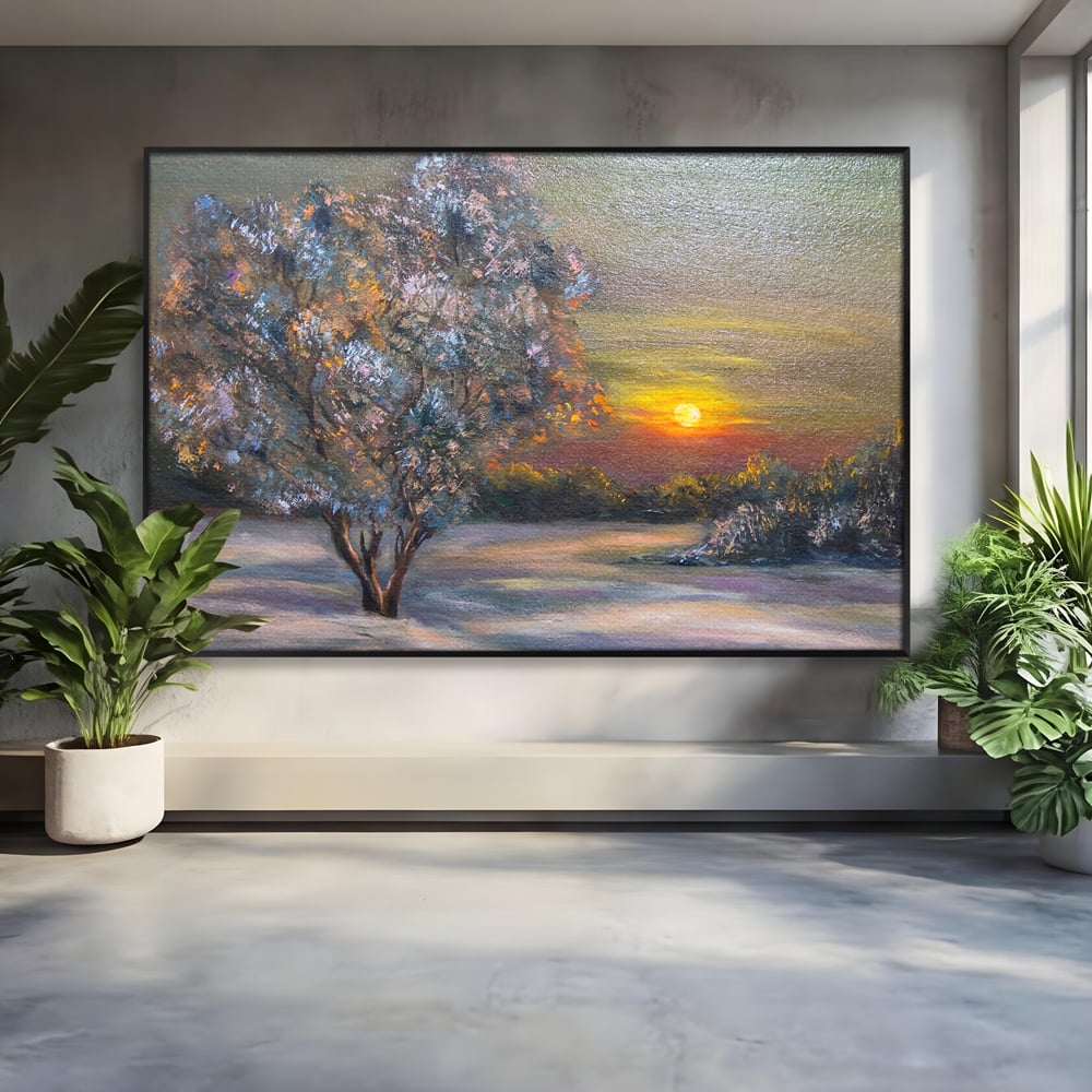Tablou Canvas Premium LuxCanva® B1131, Copacul Magic , Copac, Living, Apus, Noapte, Natura, Culori Vibrante
