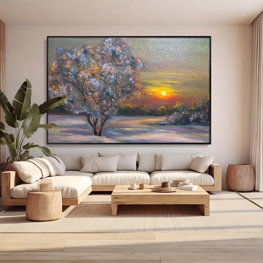Tablou Canvas Premium LuxCanva® B1131, Copacul Magic , Copac, Living, Apus, Noapte, Natura, Culori Vibrante