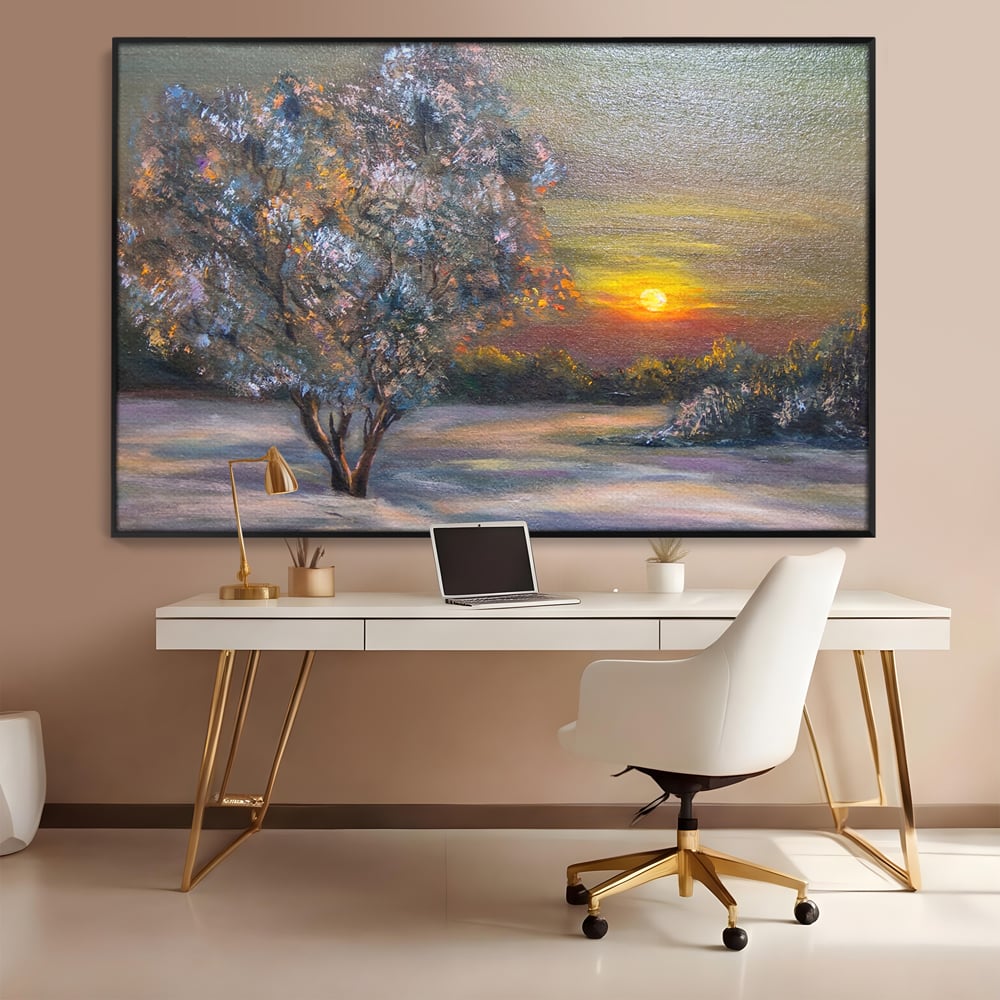 Tablou Canvas Premium LuxCanva® B1131, Copacul Magic , Copac, Living, Apus, Noapte, Natura, Culori Vibrante