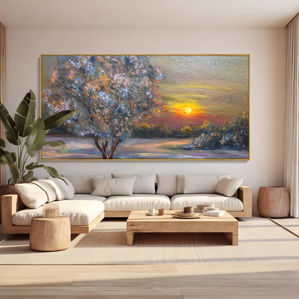 Tablou Canvas Premium LuxCanva® B1131, Copacul Magic , Copac, Living, Apus, Noapte, Natura, Culori Vibrante
