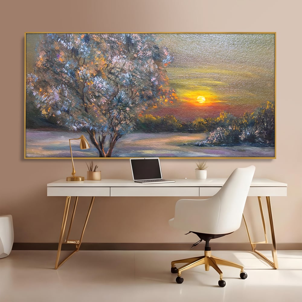 Tablou Canvas Premium LuxCanva® B1131, Copacul Magic , Copac, Living, Apus, Noapte, Natura, Culori Vibrante