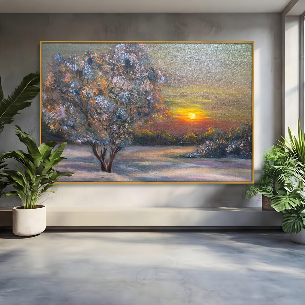 Tablou Canvas Premium LuxCanva® B1131, Copacul Magic , Copac, Living, Apus, Noapte, Natura, Culori Vibrante