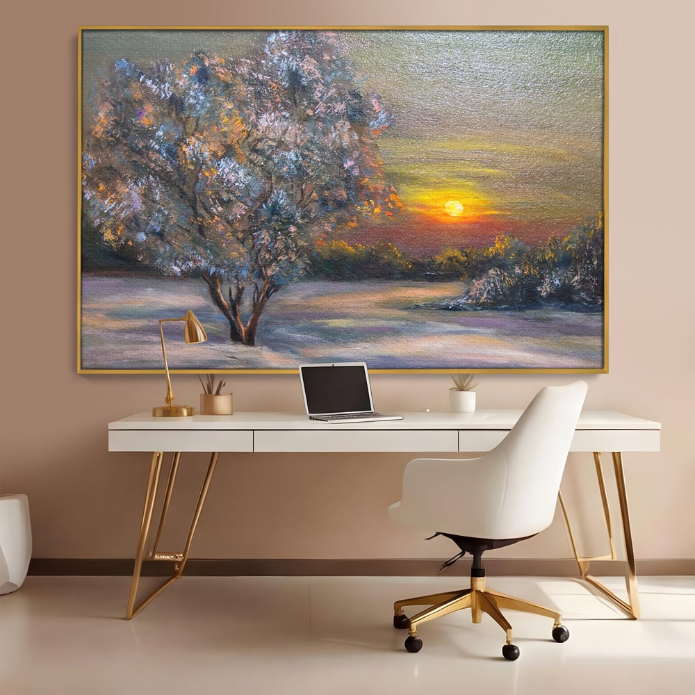 Tablou Canvas Premium LuxCanva® B1131, Copacul Magic , Copac, Living, Apus, Noapte, Natura, Culori Vibrante