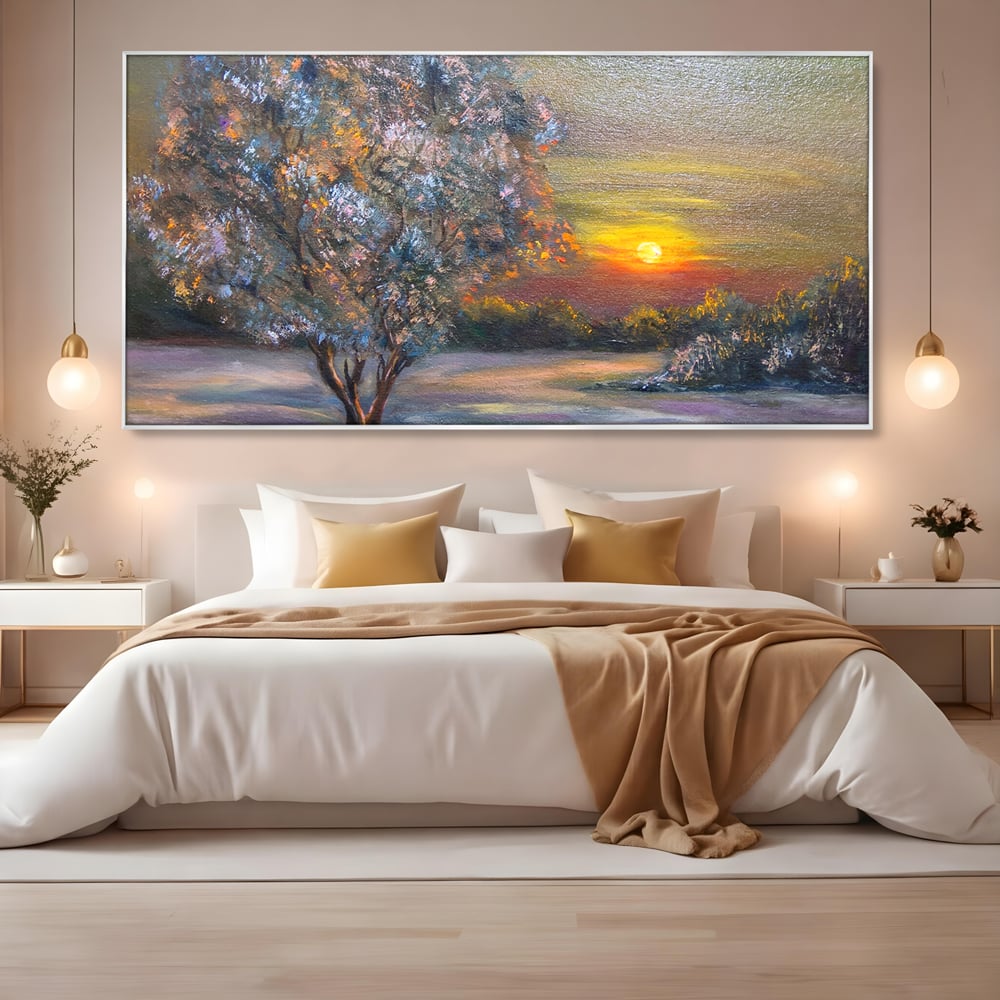 Tablou Canvas Premium LuxCanva® B1131, Copacul Magic , Copac, Living, Apus, Noapte, Natura, Culori Vibrante
