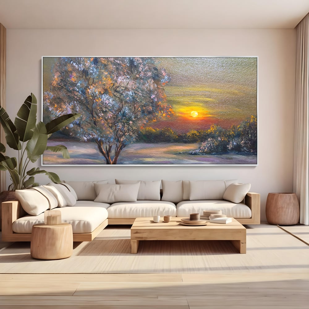 Tablou Canvas Premium LuxCanva® B1131, Copacul Magic , Copac, Living, Apus, Noapte, Natura, Culori Vibrante